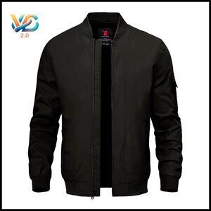 Men's Lightweight Bomber Windbreaker Jacket Polyester Zip Up Pockets